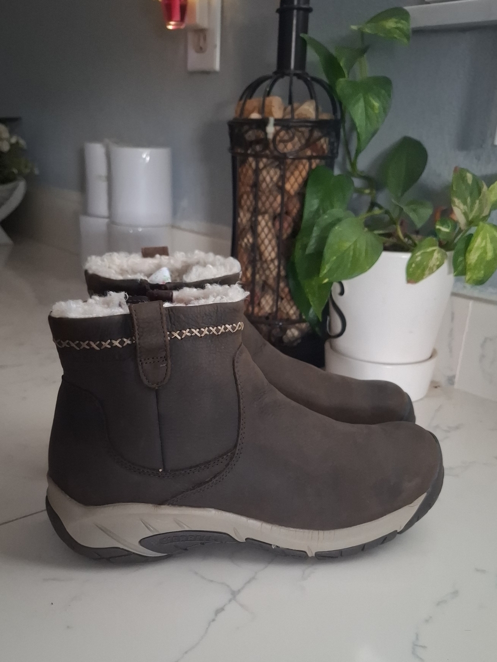 Merrell Women's Insulated Dark Brown Faux-Fur Lined Ankle Boots